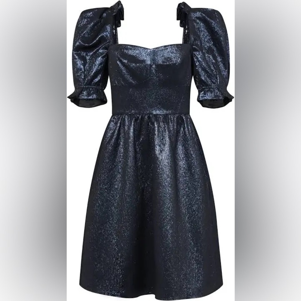 NWT SALONI midnight navy metallic rachel mini dress